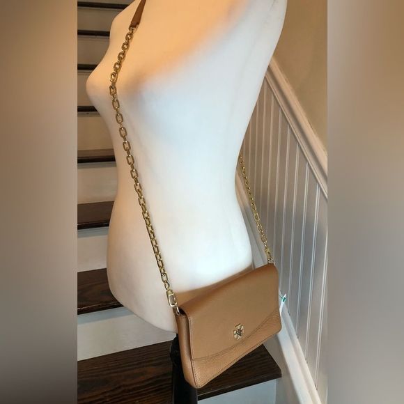 TORY BURCH Saddle Brown Tumbled Leather Crossbody Shoulder Bag - Picture 15 of 15